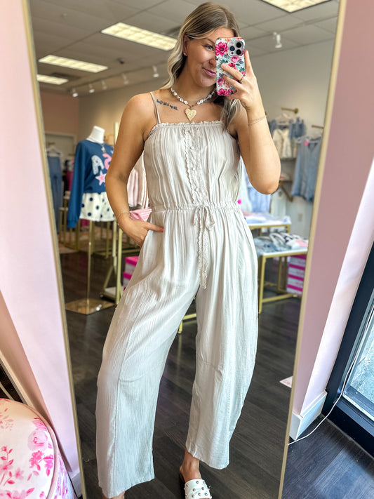 Lace Luxe Barrel Jumpsuit - Rose Pink