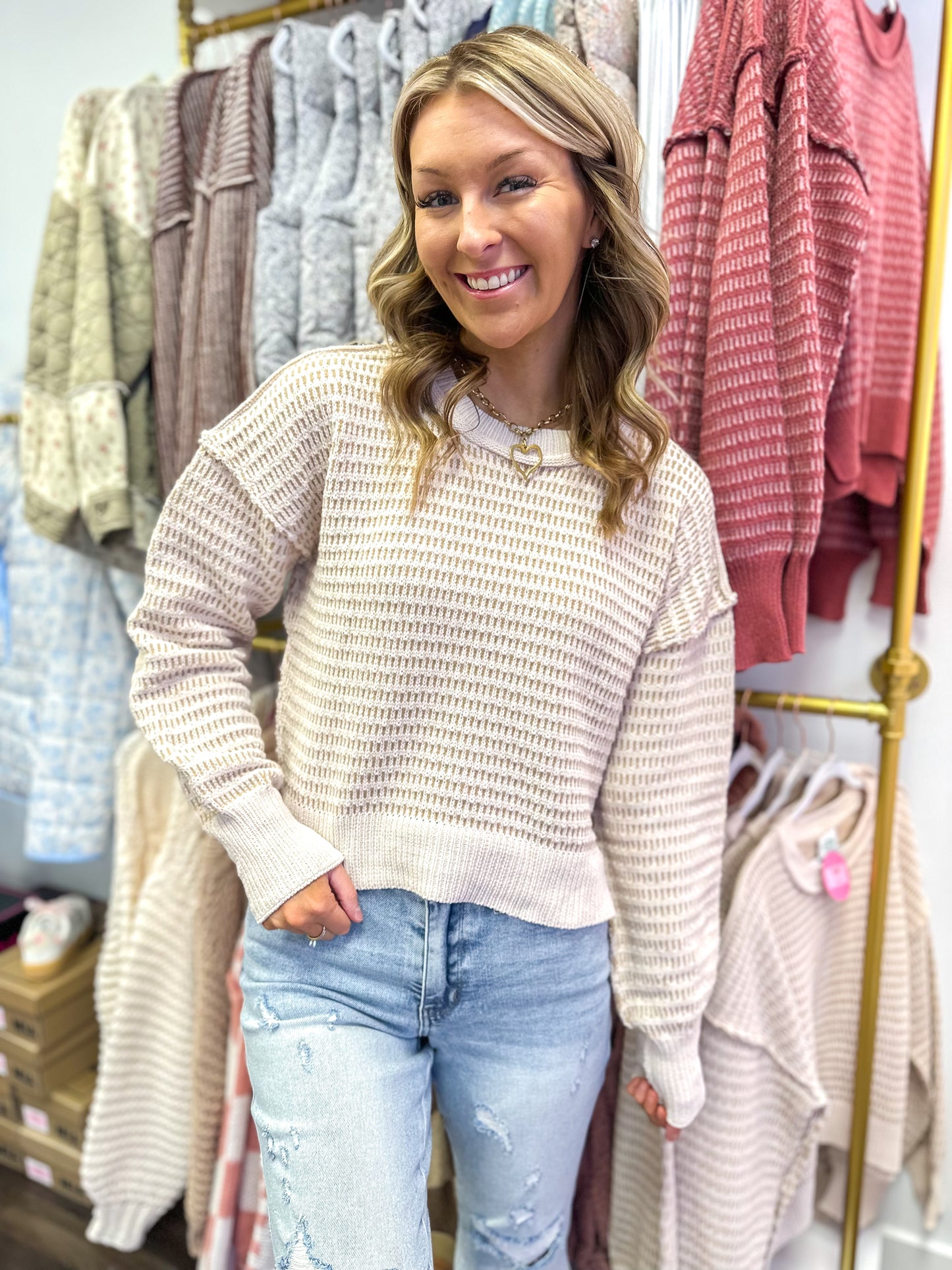 Tori Two Toned Knit Sweater