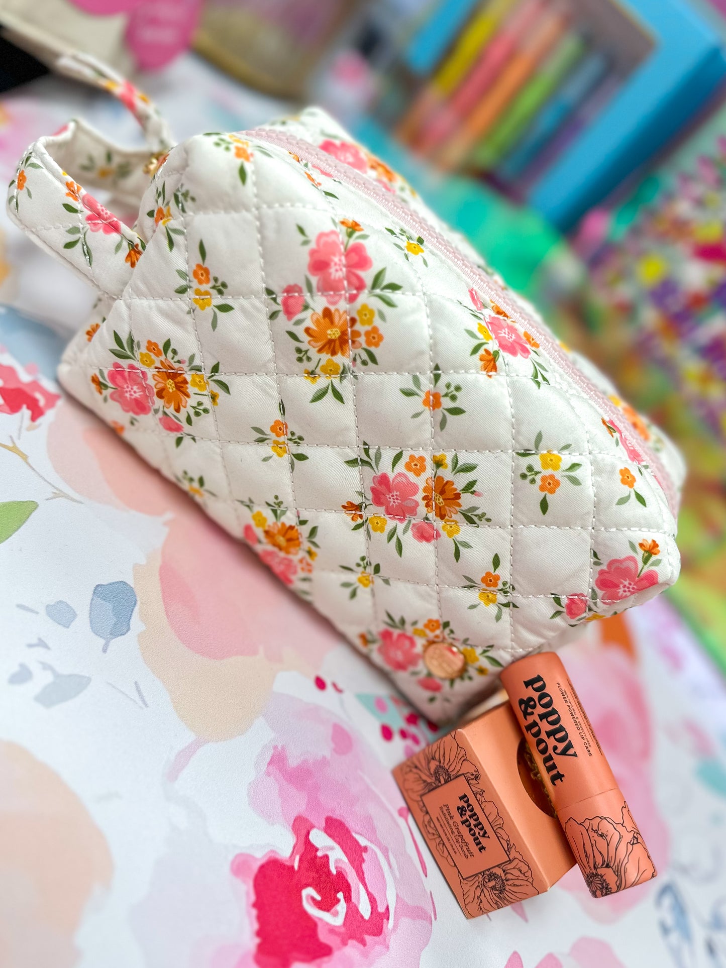 Essentials Quilted Cosmetic Pouch