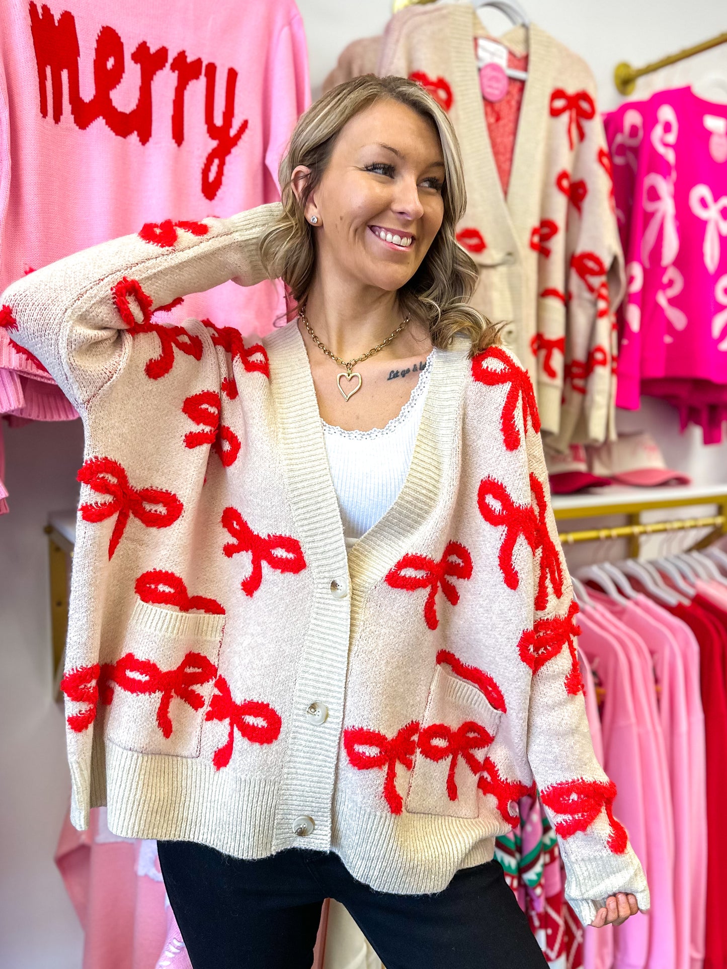 Home For The Holidays Bow Cardigan