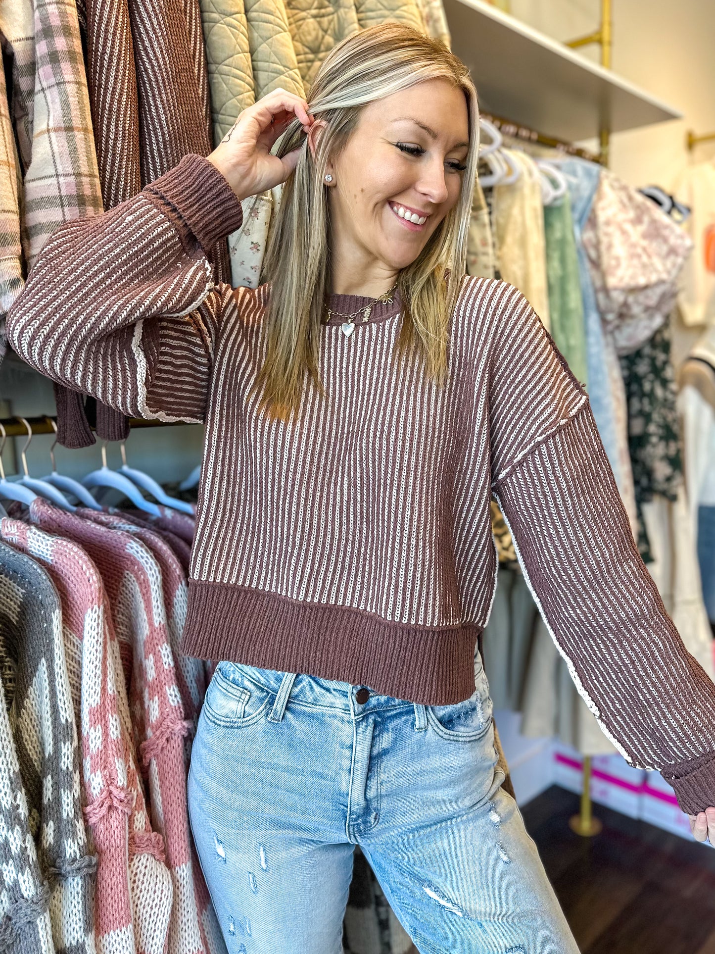 Talia Two Toned Striped Sweater