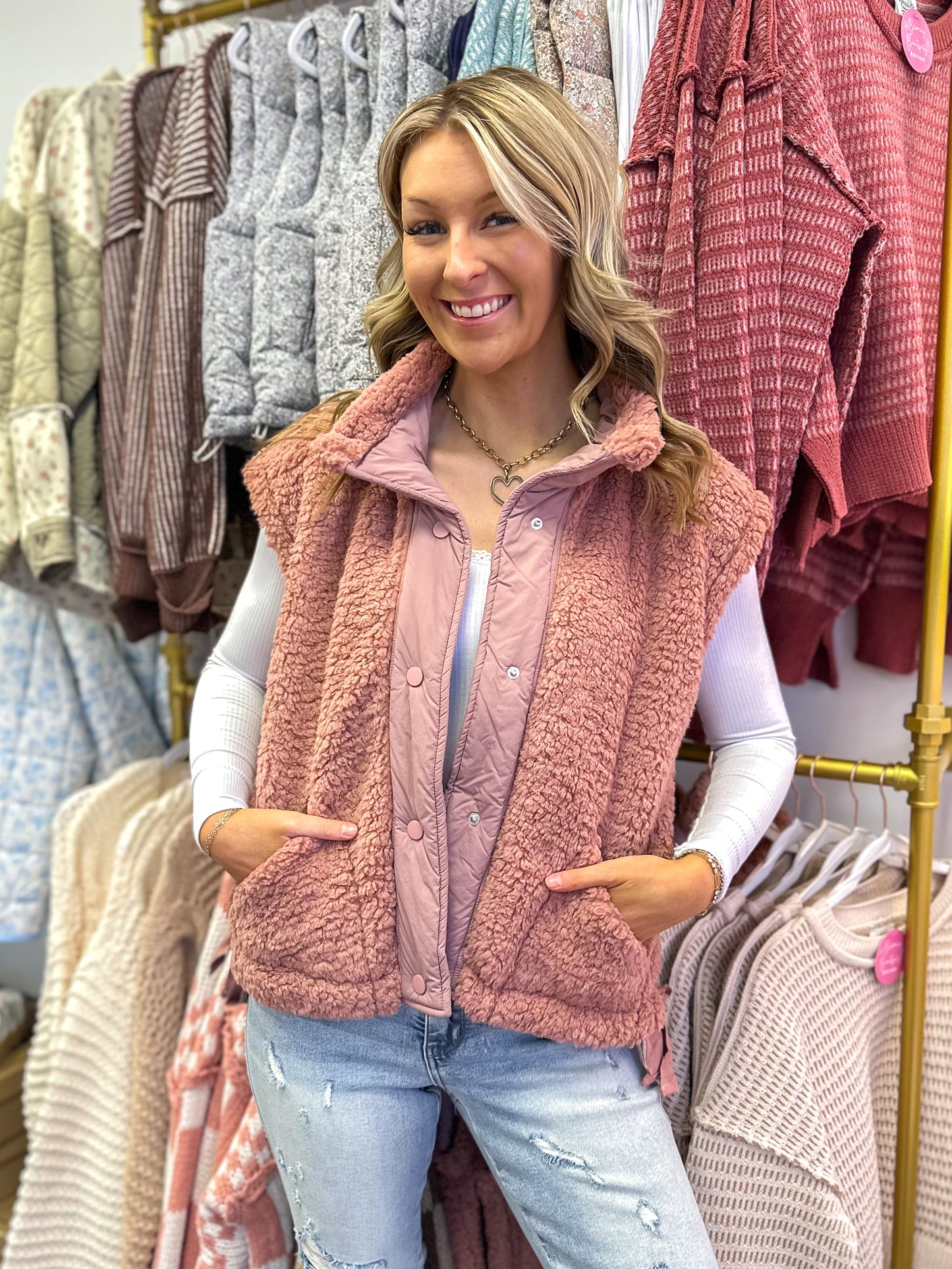 Bailey Button Down Fleece Sherpa Vest