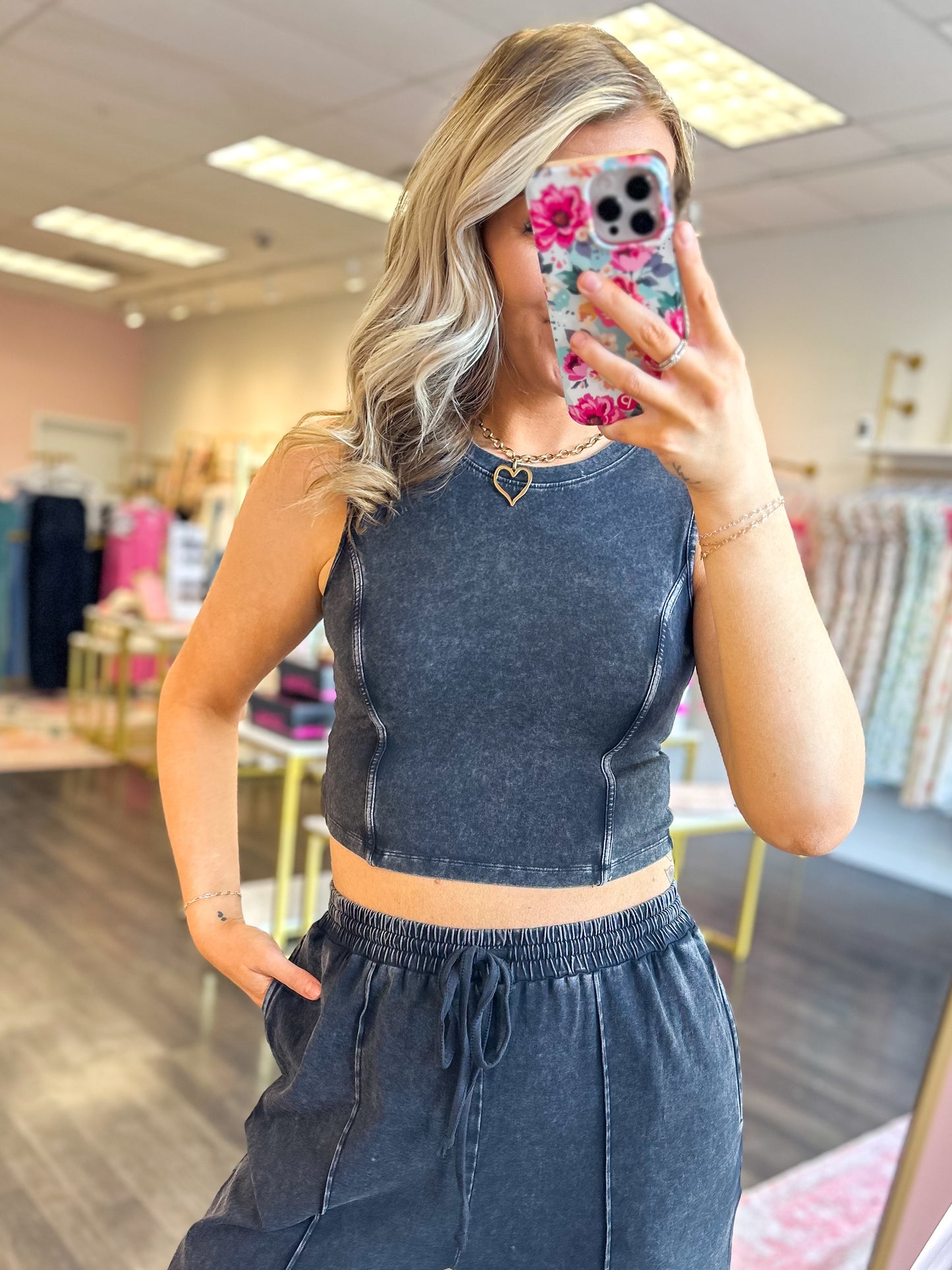 On The Go Wide Leg Pant Set - Black