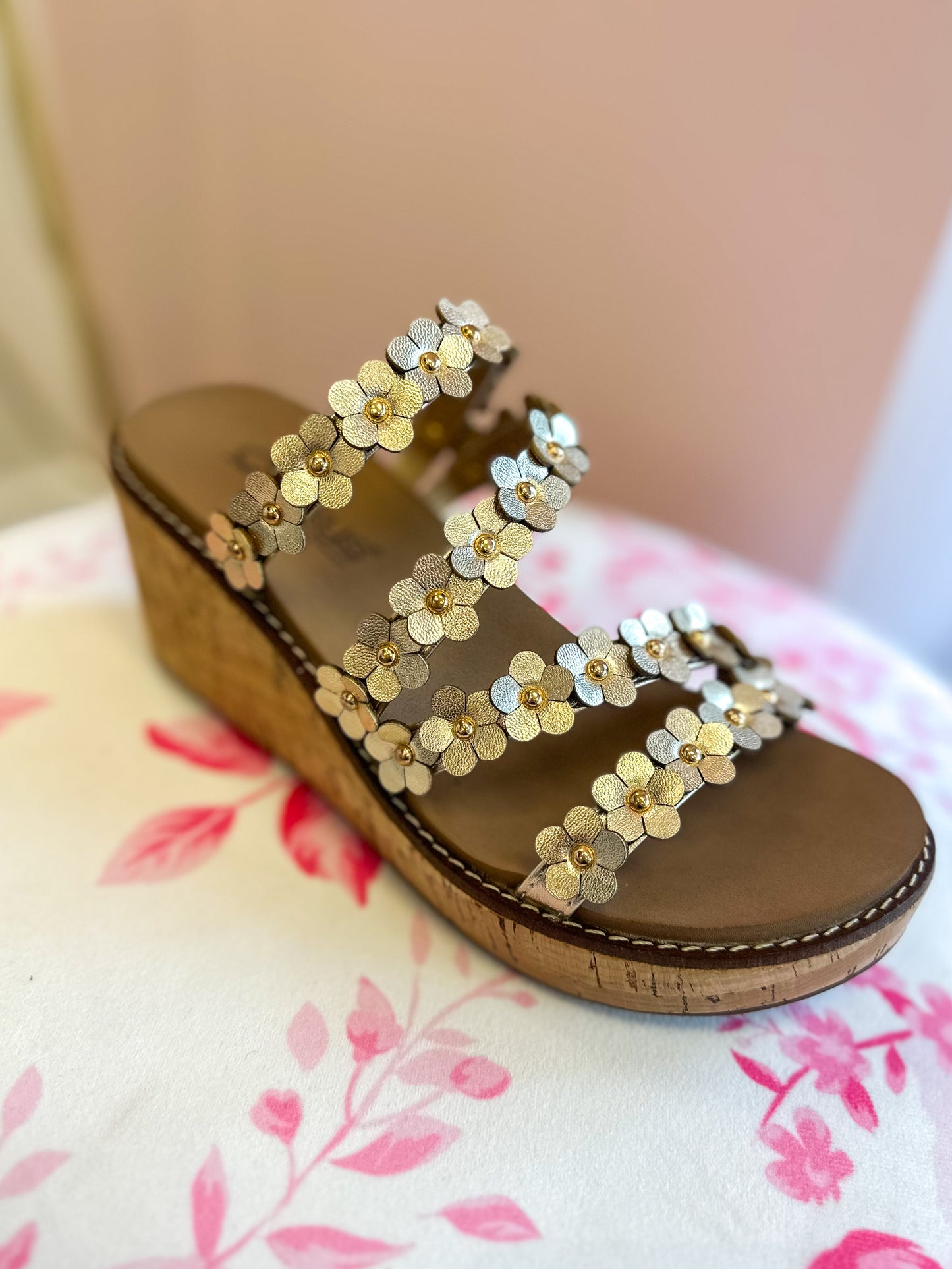 CORKY'S: Let's Be Friends Gold Floral Wedge