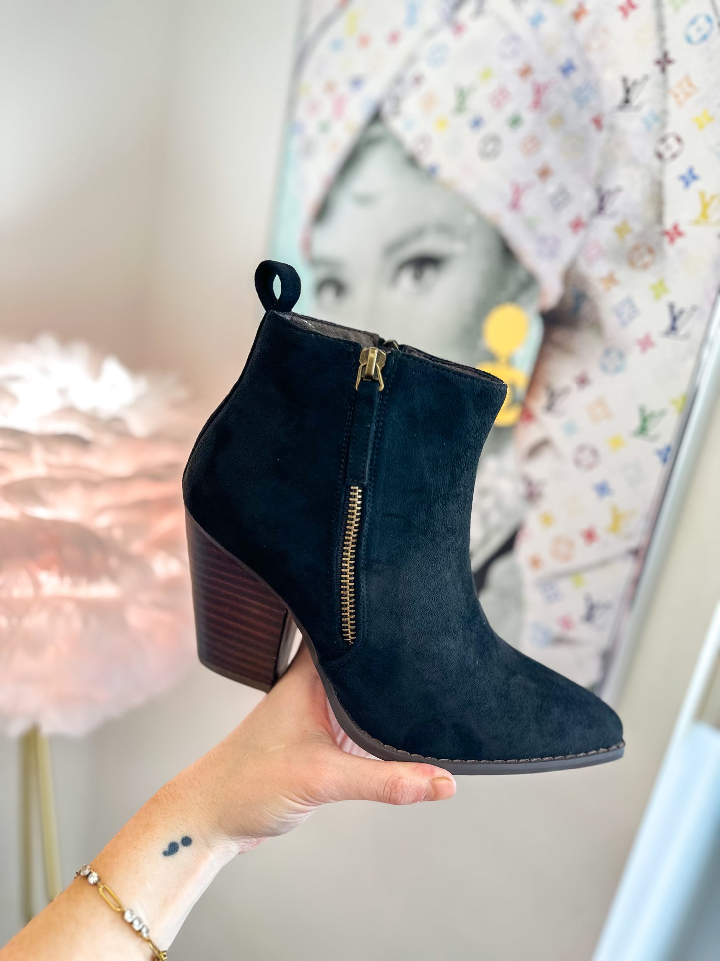 CORKY'S: High Standards Black Faux Suede Booties