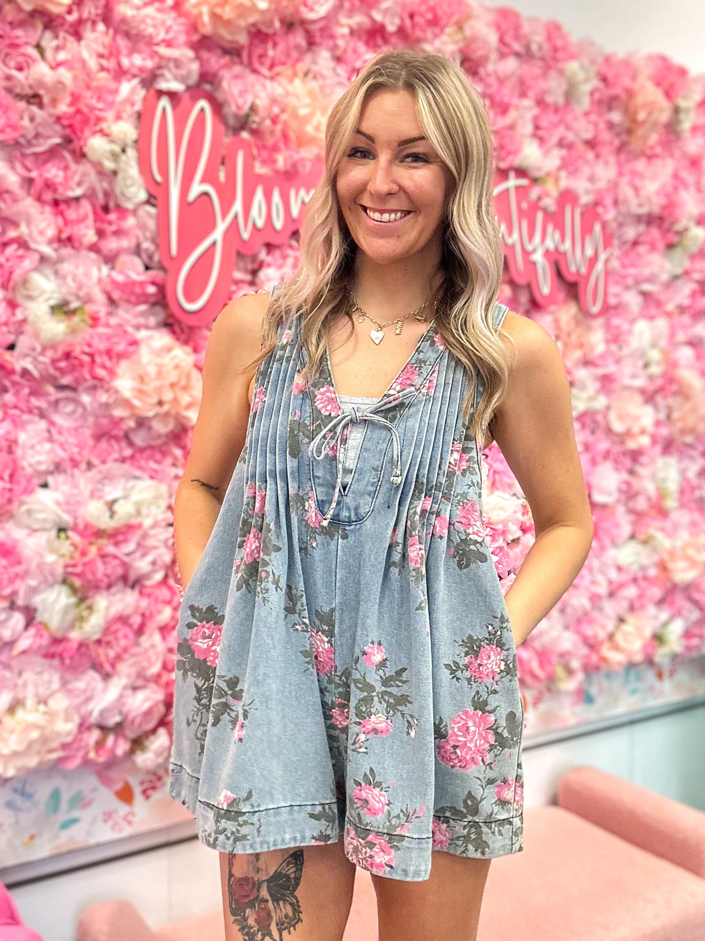 The Floral Edit Denim Romper