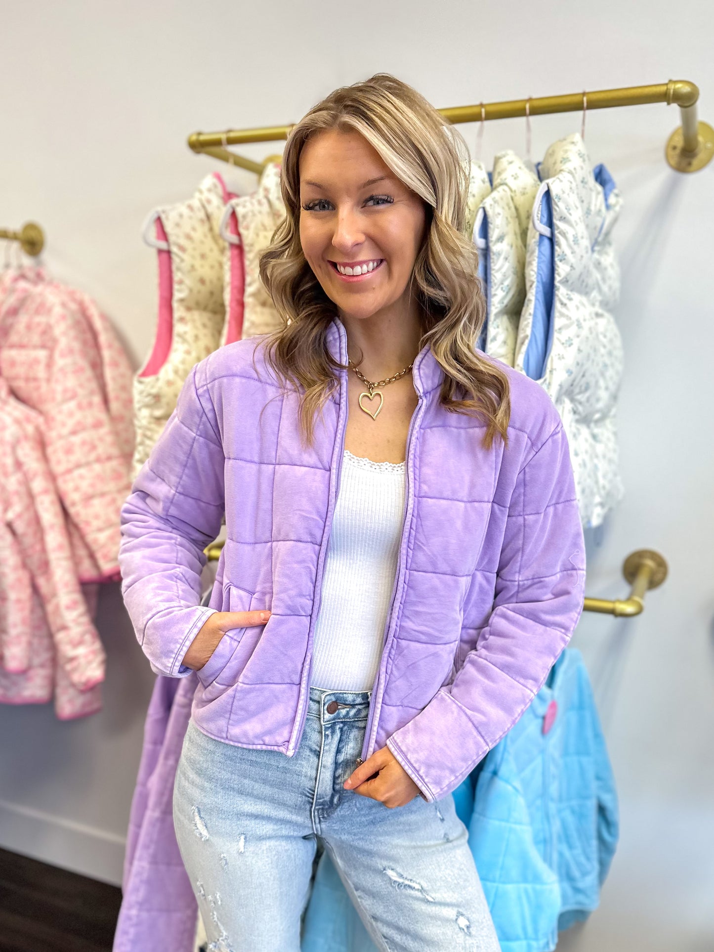 Waverly Washed Quilted Jacket - Lavender
