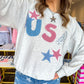 USA Patchwork Star Sweatshirt - Heather Ivory