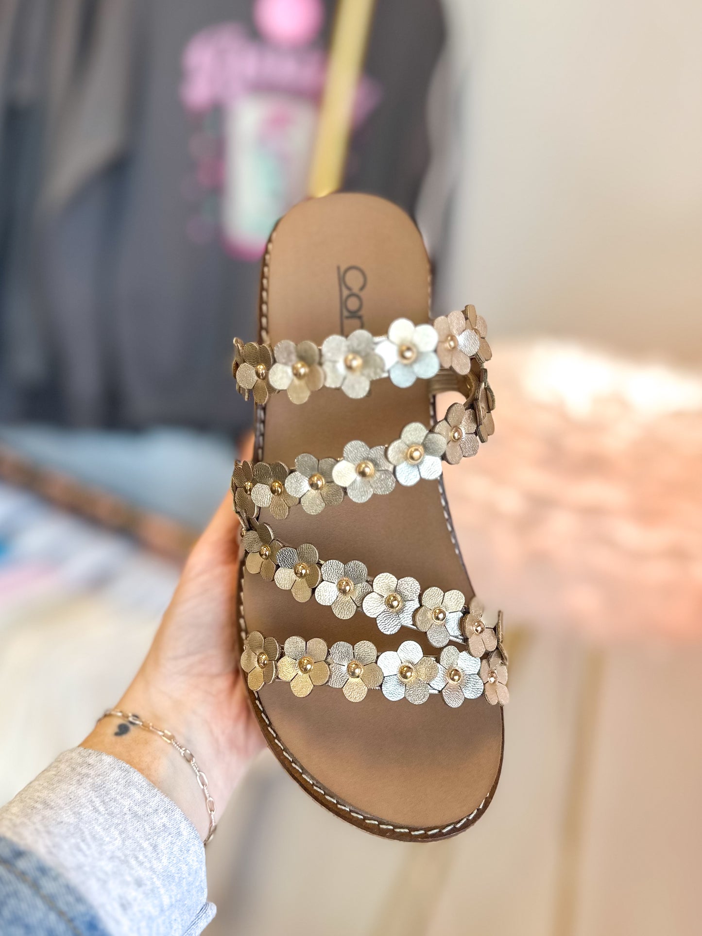 CORKY'S: Let's Be Friends Gold Floral Wedge