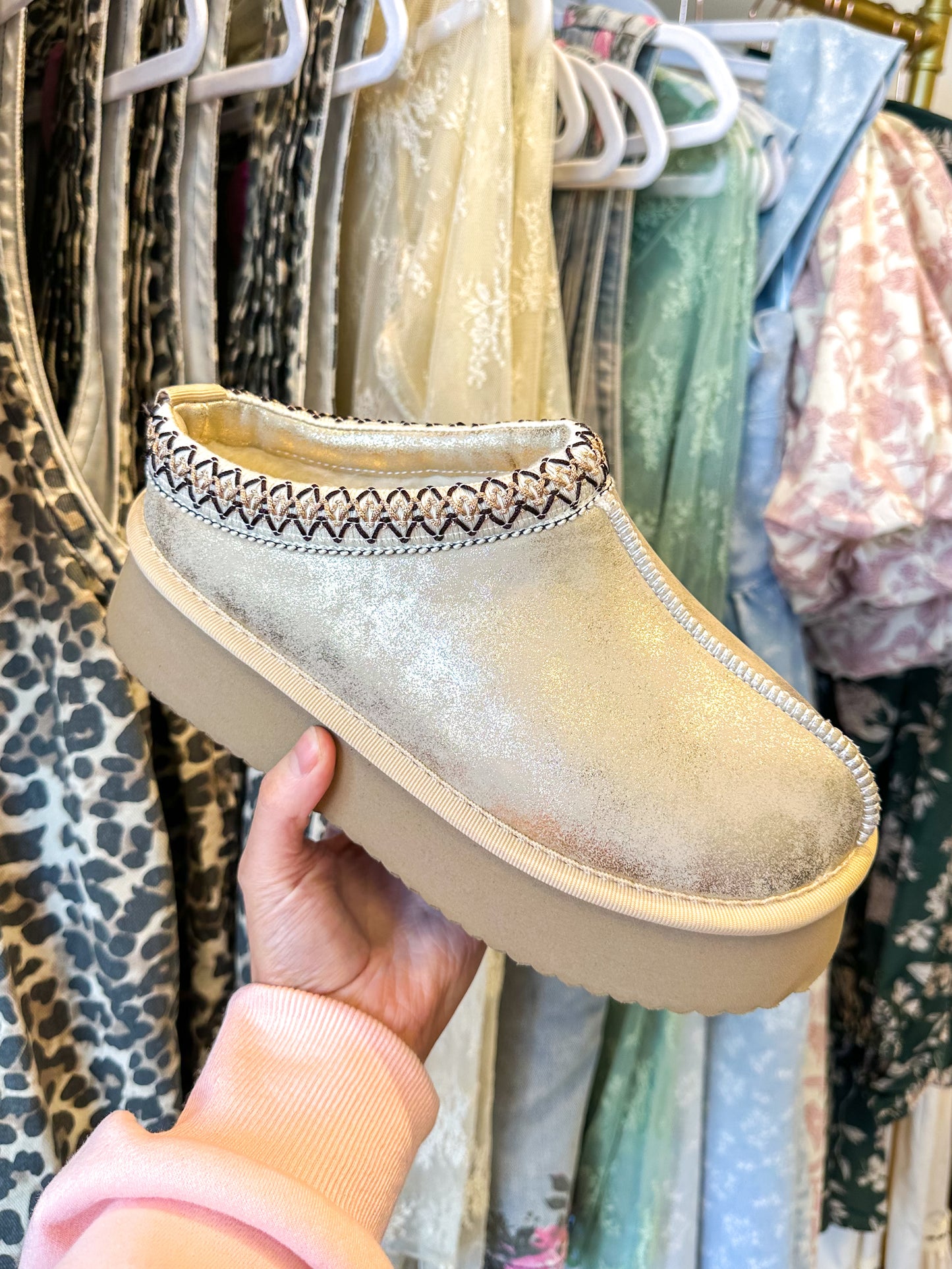 CORKY'S: Pillow Talk Washed Gold Metallic Shoes