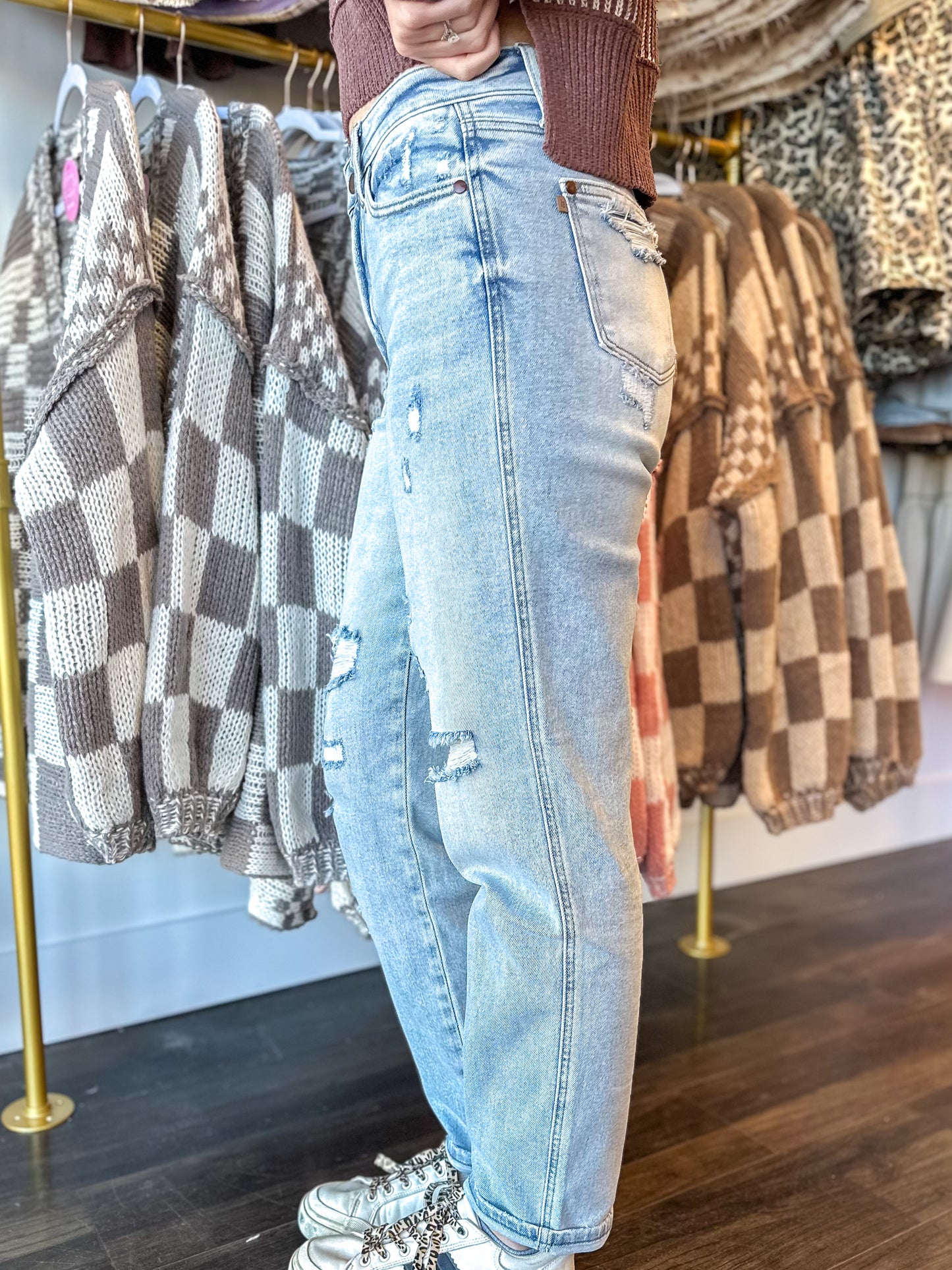 Sadie Stitch Detail Boyfriend Style Judy Blue Jeans