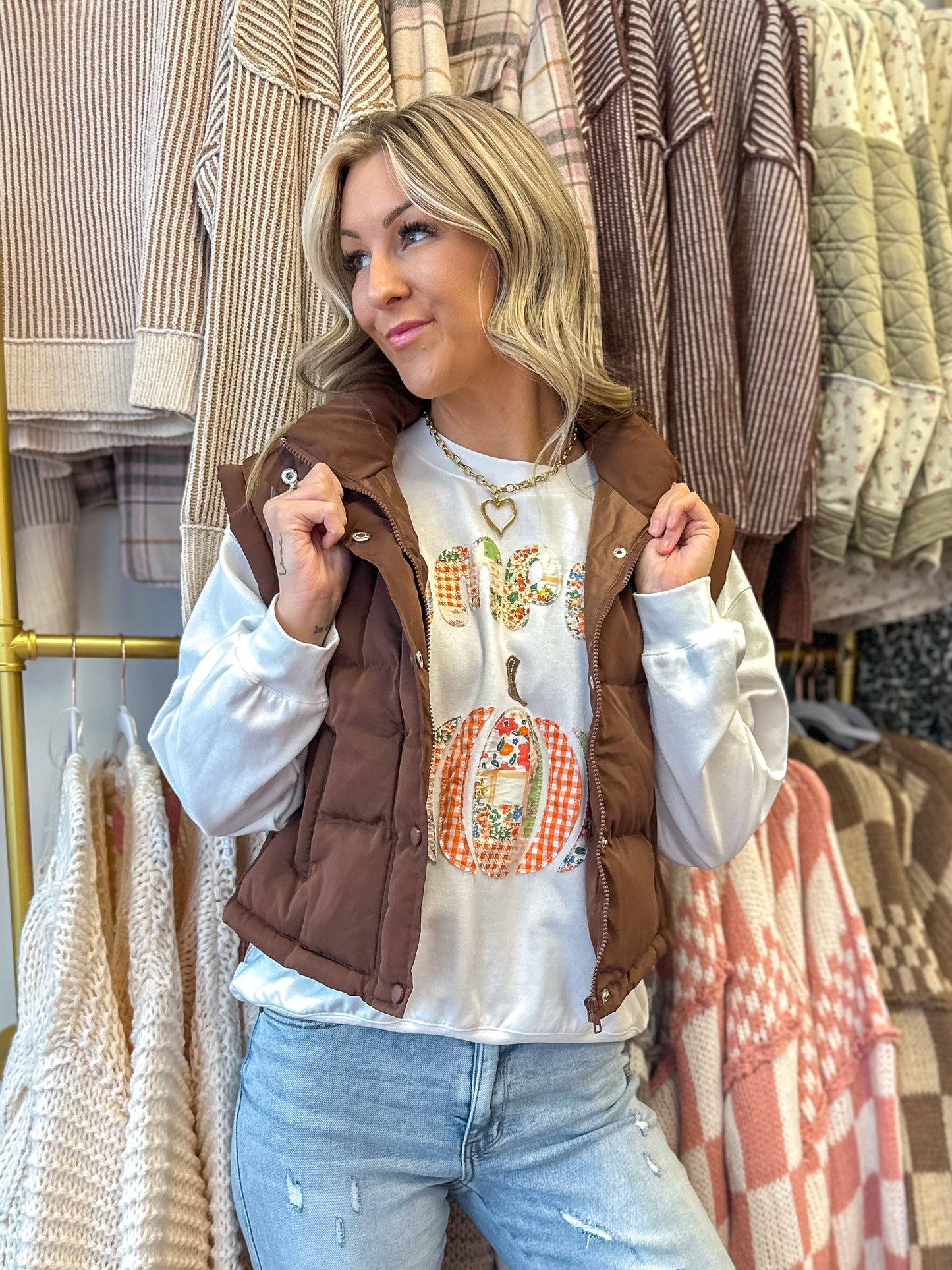 Pumpkin Patchwork Oversized Crewneck