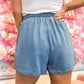 Wrenley Washed Chambray Shorts - Medium Wash