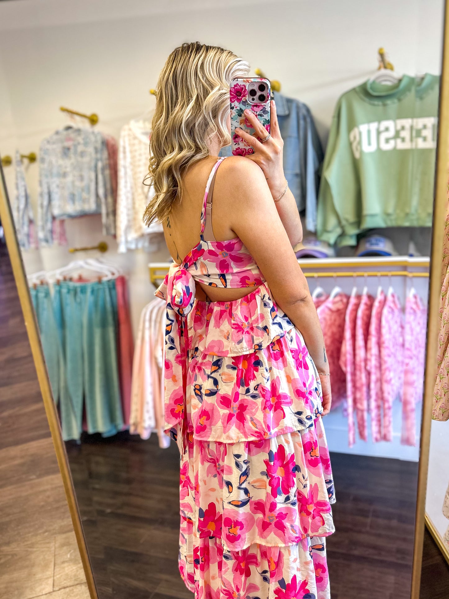 Poppy Garden Tiered Midi Dress