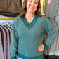 Callie Contrast Stitch Sweater - Forest