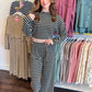 Slow Sundays Striped Pant Set - Black/Natural