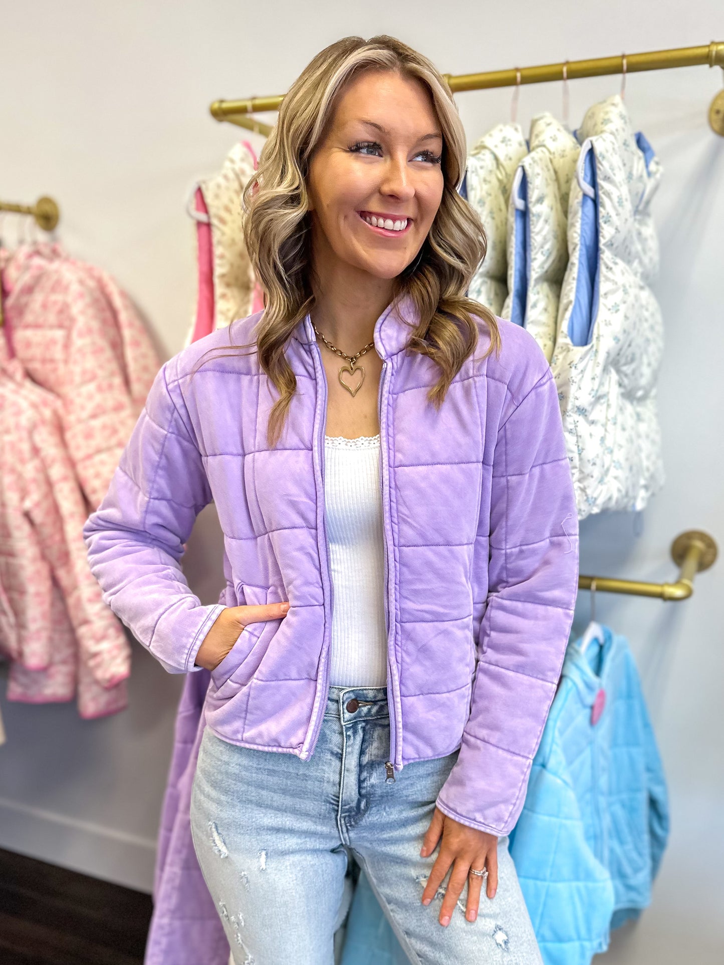 Waverly Washed Quilted Jacket - Lavender