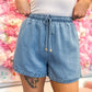 Wrenley Washed Chambray Shorts - Medium Wash