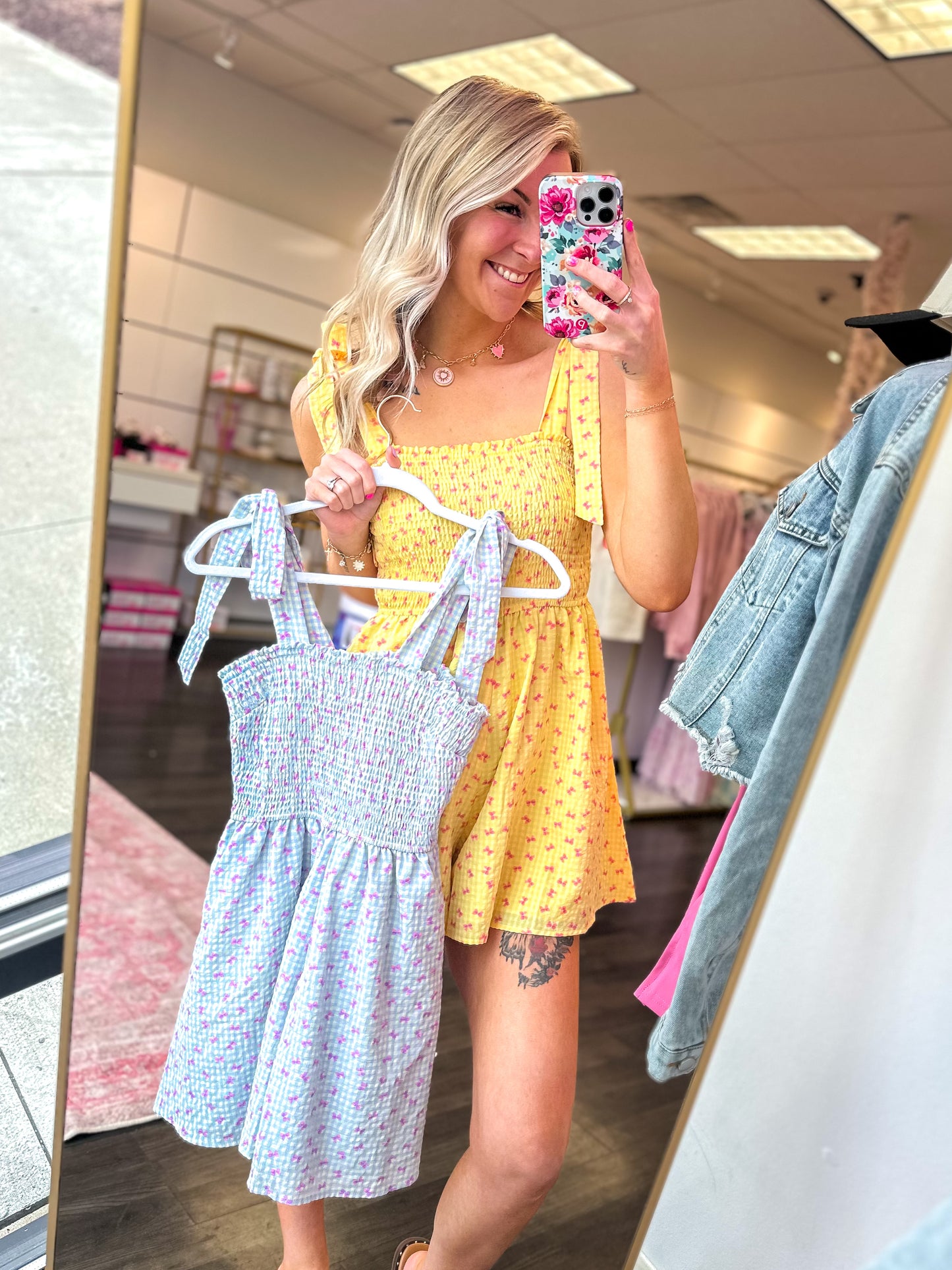 Sun-Kissed Smocked Mini Romper