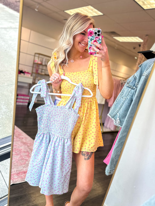 Sun-Kissed Smocked Mini Romper