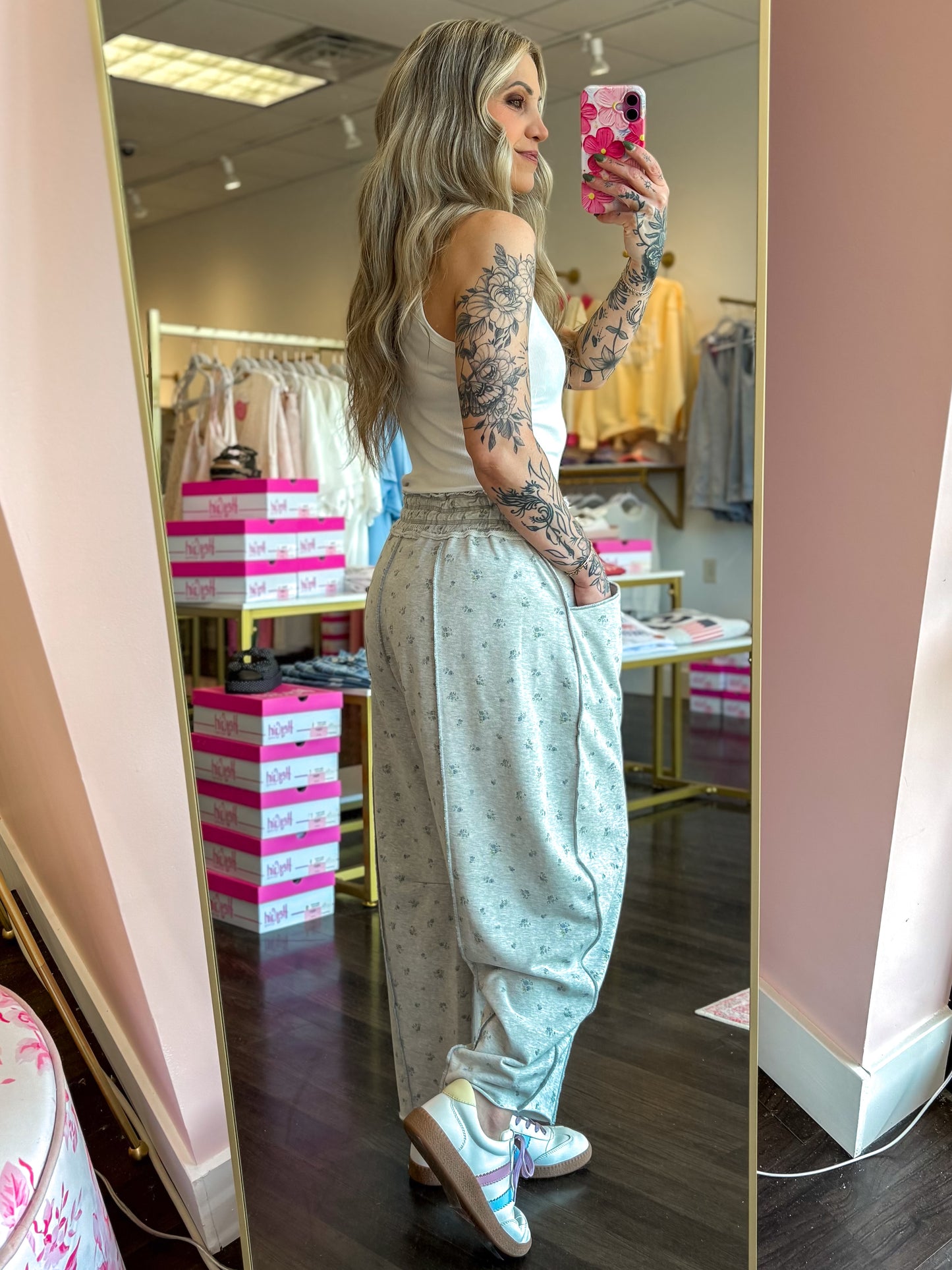 Wildflower Weekend Barrel Pants - Heather Grey