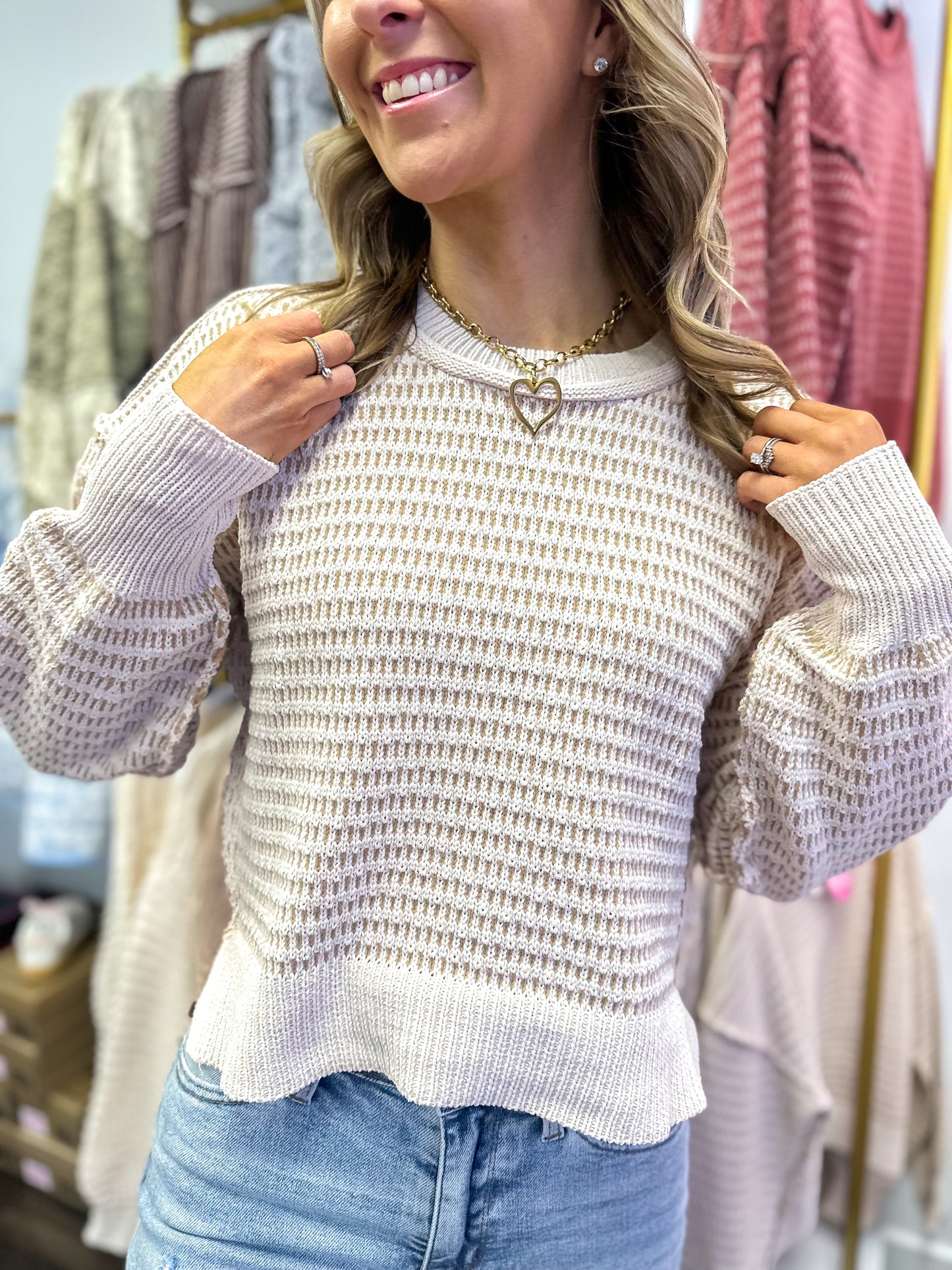 Tori Two Toned Knit Sweater