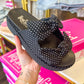 CORKY'S: Lil Bit Knotty Sandals - Black White Polka Dots