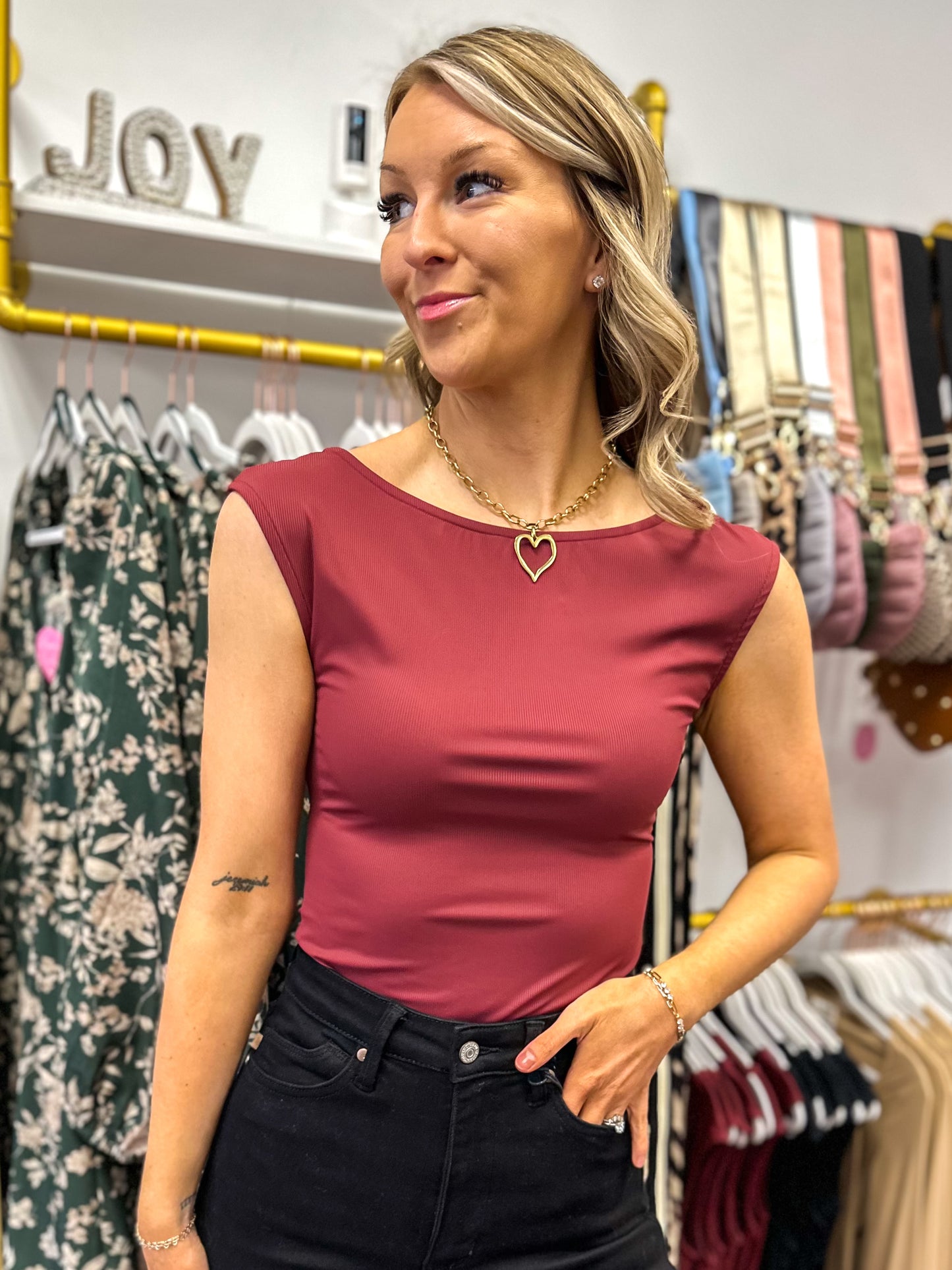 Bethany Boat Neck Sleeveless Open Back Bodysuit