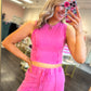 On The Go Wide Leg Pant Set - Fuchsia
