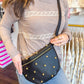 Chic Gold Studded Westlyn Bum Bag - Black