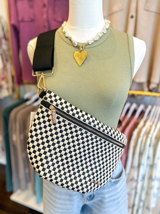 Westlyn Woven Bum Bag - Checkered Black