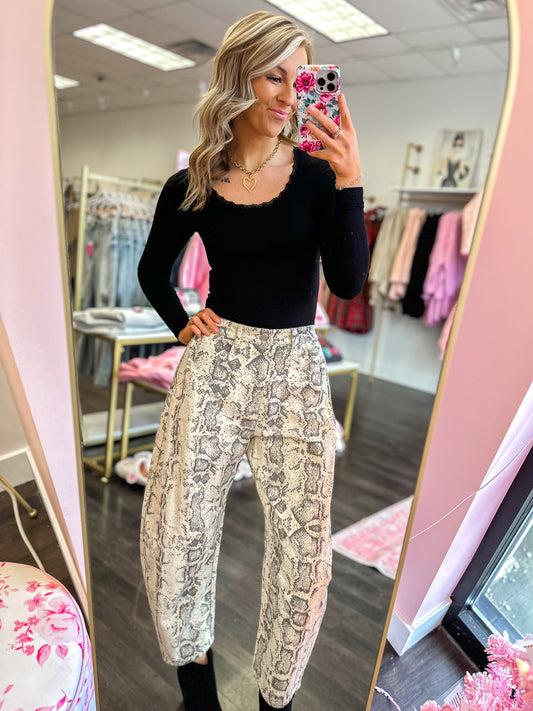 Sylvie Snake Print Barrel Jeans