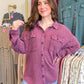 Marlow Mineral Wash Shacket - Dark Cherry