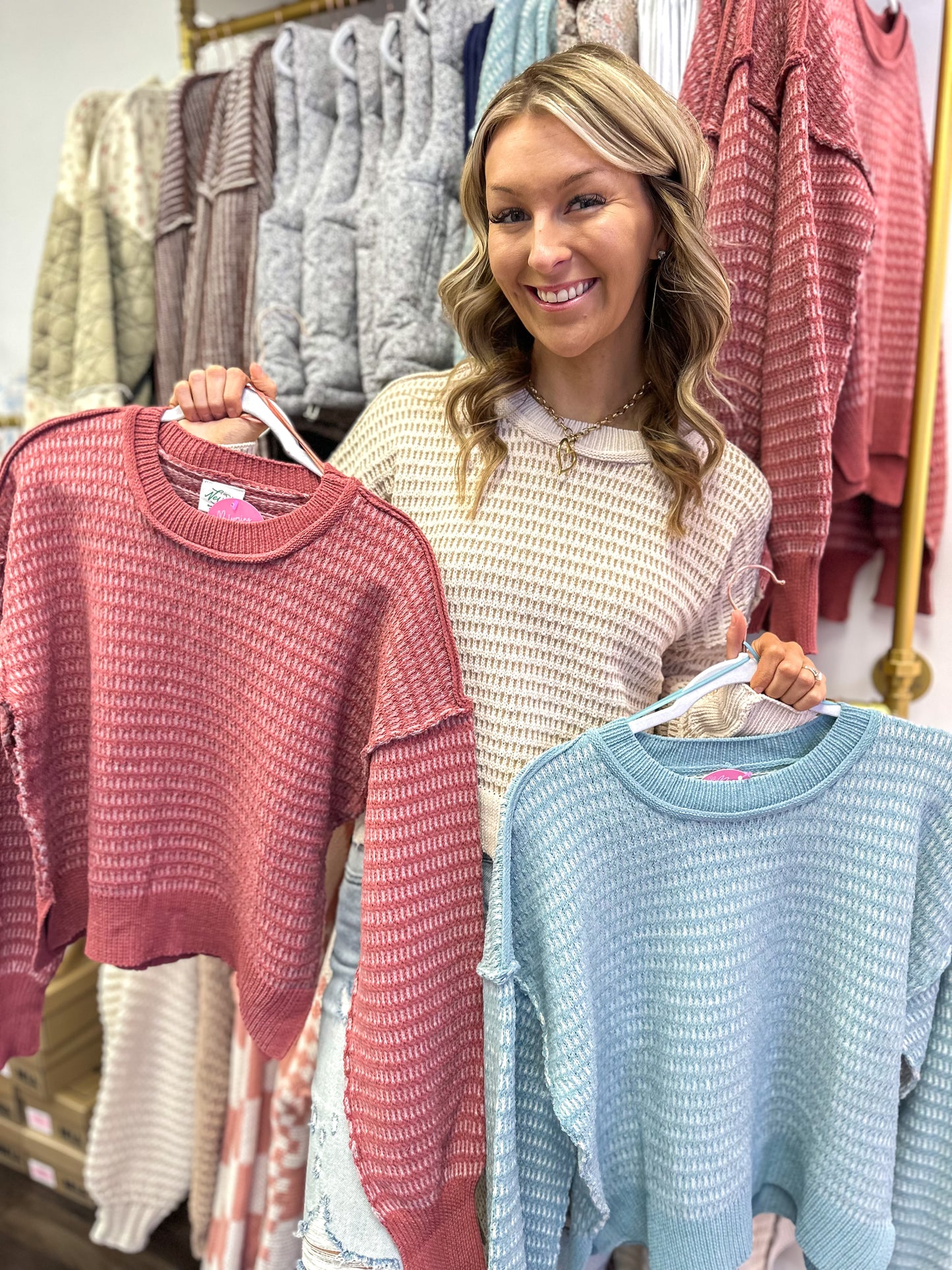 Tori Two Toned Knit Sweater