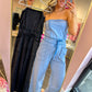 Sloane Strapless Jumpsuit - Washed Blue