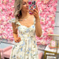Fallon Floral Sweetheart Neck Corset Detail Maxi Dress - Ivory Multi