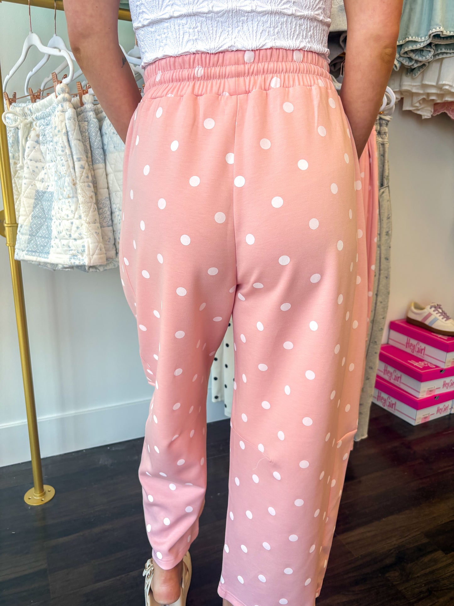 Dottie Scuba Barrel Lounge Pants - Light Pink/White