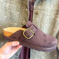 CORKY'S: Distracted Chocolate Faux Suede Clogs