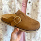 CORKY'S: Distracted Camel Faux Suede Clogs