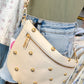Chic Gold Studded Westlyn Bum Bag - Cream