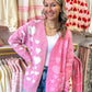 Cupid's Crush Heart Color Block Cardigan