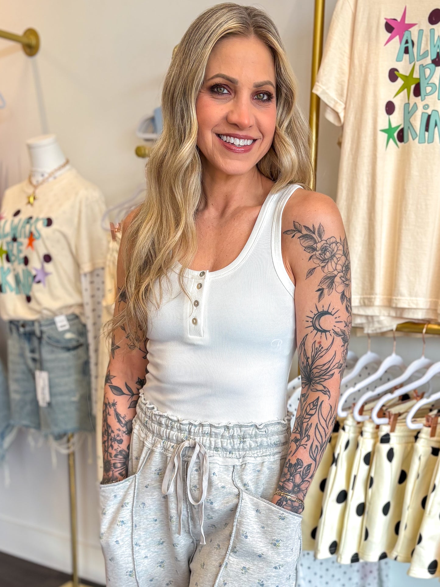 Harper Henley Tank - White