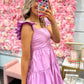 Lillian Lilac Tiered Dress With Ruffle Straps