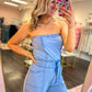 Sloane Strapless Jumpsuit - Washed Blue