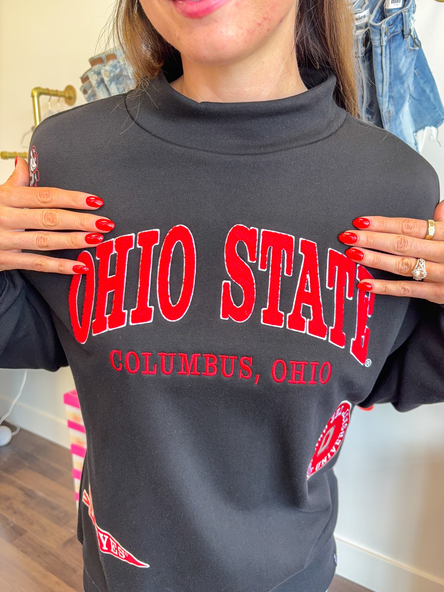 Ohio State All Over Scatter Oversized Funnel Neck | Gameday Social Apparel Co.®