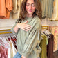 Blaire Balloon Sleeve Top - Light Olive