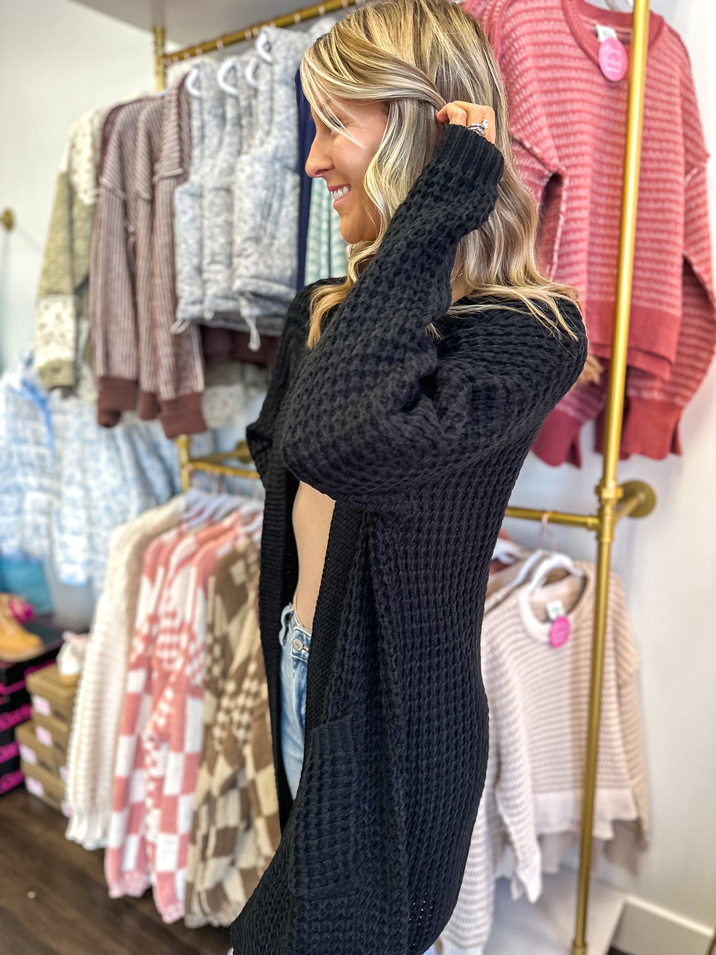 Chloe Chunky Waffle Knit Cardigan