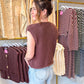 Beverly Button Knit Vest Top - Brown
