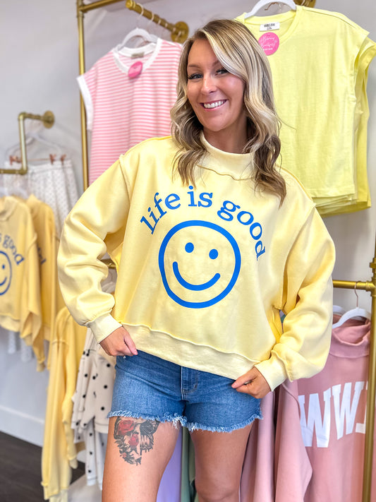 Life Is Good Reversible Mock Neck Crop Sweatshirt
