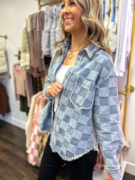 Checkered Chic Denim Shacket